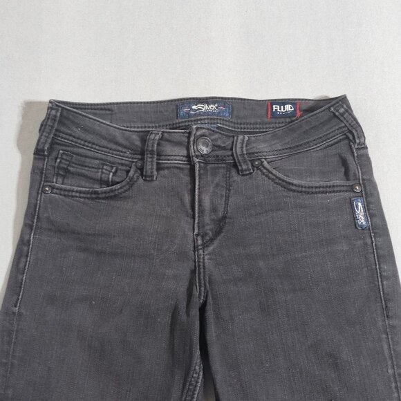 Silver Jeans women's size W25/L31 grey Aiko Fluid Denim High-rise Super Skinny - Picture 2 of 15